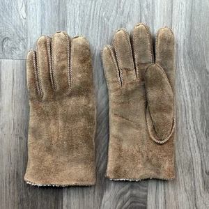 Herren 90’s Vintage Leder Handschuhe Gr. Large Sherpa gefüttert warm Workwear Winter - Bild 1 von 5
