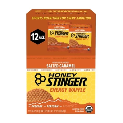 Waffle energético orgánico Honey Stinger, caramelo salado sin gluten, sin cafeína Foto 1 de 4