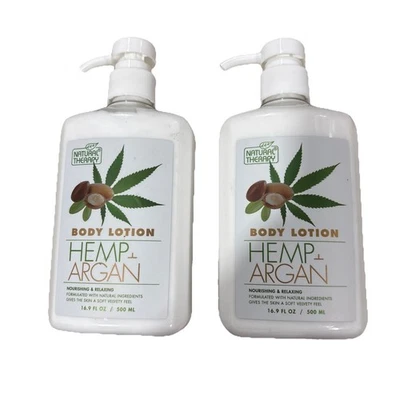 2 Bottles Natural Therapy 16.9 Oz Hemp & Argan Nourish & Relaxing Body Lotion - Image 1 of 3