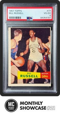 Tarjeta de novato Bill Russell PSA 4 1957 TOPPS BALONCESTO #77 RC CELTICS HOF Foto 1 de 4