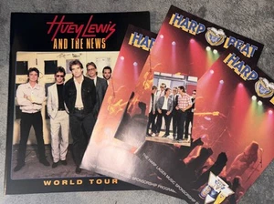 HUEY LEWIS and the NEWS WORLD TOUR PROGRAMME 1986 +HARP BEAT POSTER/POSTCARD - Picture 1 of 19