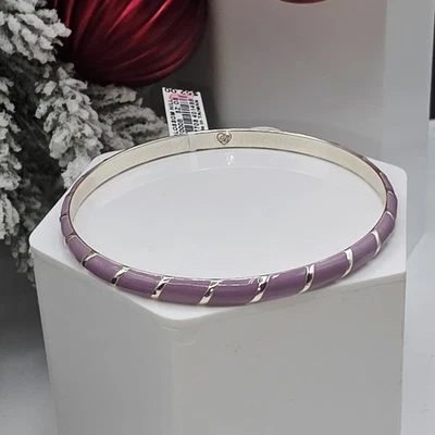Pulseira de esmalte lavanda Brighton Blossom Hill tom prata 7,75" nova com etiquetas - Imagem 1 de 4