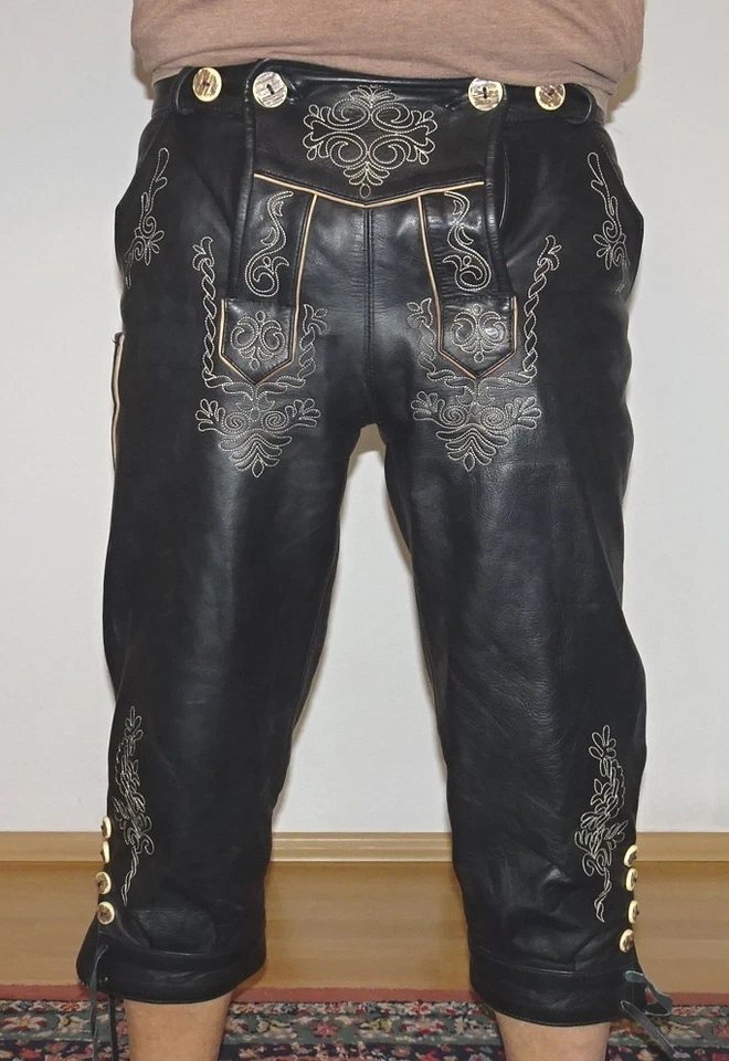 Lederhose BW44 cm, kurze Lederhose, Knickerbocker, Krachlederne, Plattlerhose - Bild 1 von 4