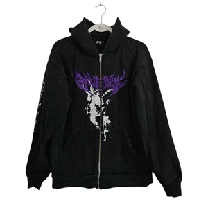 Revenge Hoodie Mens Large Black Creator's Hands Arch Logo Zip-Up Jacket Sweater - Picture 1 of 10