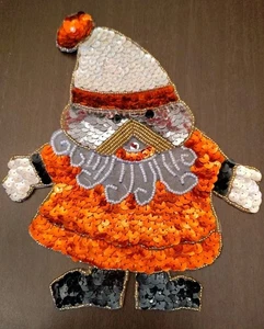 Vintage Holiday Santa Claus Christmas Sequin Applique  - Picture 1 of 4