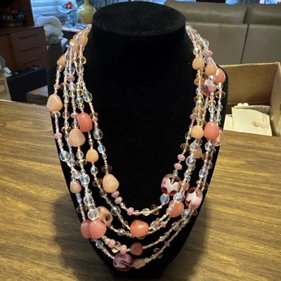 Joan Rivers Multi Strand Beaded Necklace Gold Tone Adjustable Statement Jewelry - Image 1 of 4