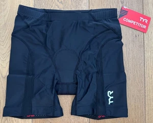 Pantalones Cortos de Ejercicio TYR COMPETITOR Para Hombre Pequeños Negros 7" con Almohadilla AMP para Bicicleta Hechos en EE. UU. Nuevos - Imagen 1 de 10