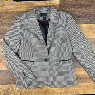 Cynthia Rowley Womens Grey Houndstooth Double Breasted Blazer Jacket Size Small - Image 1 of 4