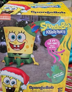 Gemmy 3ft Tall Sponge Bob in Elf Costume Christmas Inflatable - Picture 1 of 2