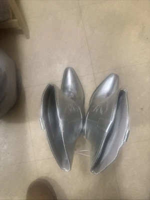 Botas vaqueras occidentales bordadas plateadas talla 7 para mujer punta tacón grueso Foto 1 de 4
