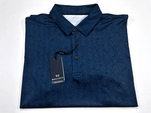 MAELREG Performance Polo Herren Blau All Over Leaf Blätter Print Kurzarm NEU - Bild 1 von 4
