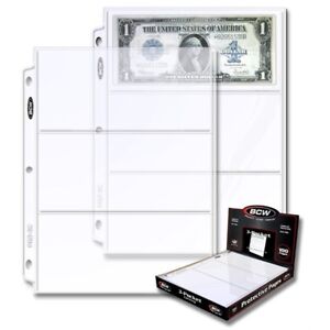Lot of 20 BCW 3-Pocket Currency Album Pages dollar bill coupon binder sheets
