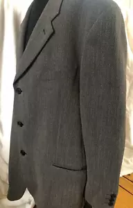 Vtg Giorgio Armani Pure Virgin Wool 3-Button Jacket - Chevron -42R Italy - Picture 1 of 15