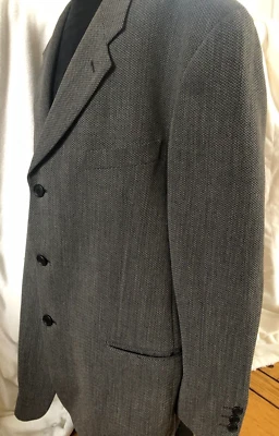 Vtg Giorgio Armani Pure Virgin Wool 3-Button Jacket - Chevron -42R  Italy Foto 1 de 4