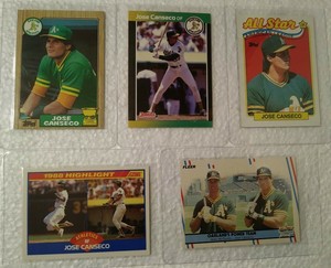 Jose Canseco Rookie Card 1987 Topps 620 1989 Topps All-Star With Extras