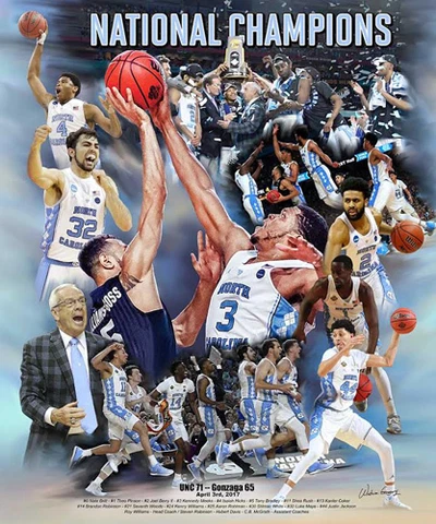North Carolina Tar Heels Basketball 2017 NCAA Champions 20x24 POSTER Print Cover