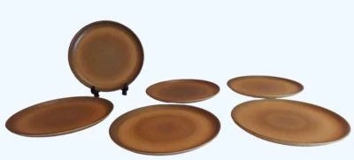 ASSIETTE PLATE EN GRES ARTISANAL DE LONGCHAMP ANNEE 70 - LOT DE 6 ASSIETTES - Photo 1/4
