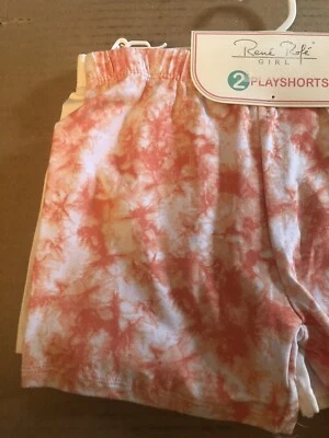Rene Rofe girls playshorts set of 2 Pink White Tie-dye - Image 1 of 4