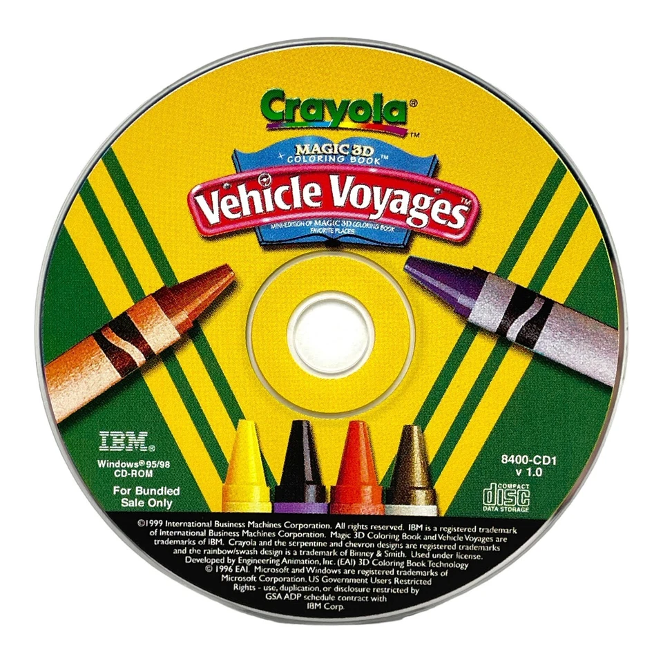 CRAYOLA MAGIC 3D VEHICLE VOYAGES CD ROM RARE VINTAGE HTF 1999 - Image 1 of 1