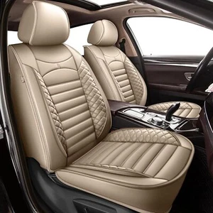 Full Set Faux Leather For FORD FUSION 2006-2020 Car Seat Covers Cushion Beige - Picture 1 of 7