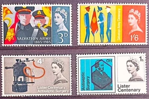 GRAN BRETAGNA 1965 2 SET COMPLETI FRANCOBOLLI COMMEMORATIVI SG665-668 MNH OG GB666 - Foto 1 di 2