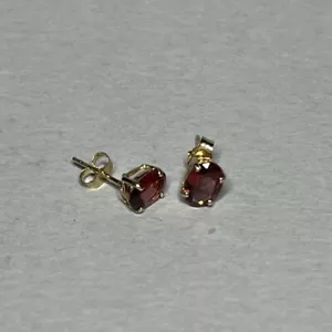 9ct Yellow Gold Ruby Stud Earrings - Picture 1 of 6