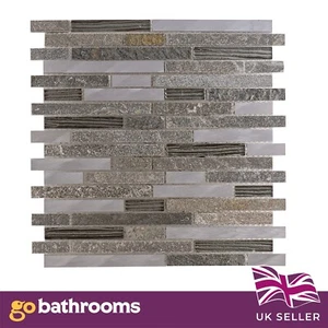 Natural Stone Mosaic Wall Tile Rock EffectKitchen Splashback Bathroom Tile 30cm - Picture 1 of 6