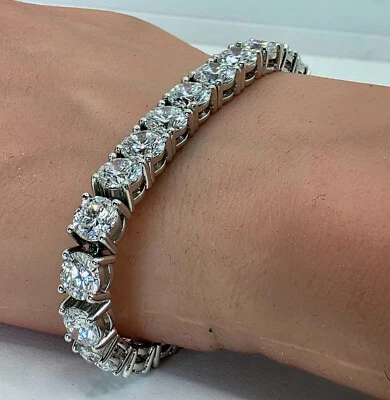 20.61 Ct Lab Grown Diamond Tennis Bracelet 14k White Gold 7" Inches Free Ship - Image 1 of 4