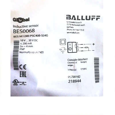 BALLUFF BES M12MI-PSC20B-S04G (BES0060)Inductive standard sensors PNP New ✦Kd - Image 1 of 4