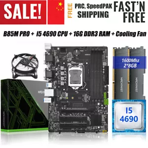 B85 Motherboard LGA 1150 2*8GB DDR3 1666MHZ RAM with i5 4690 CPU & Cooling Fan - Picture 1 of 13