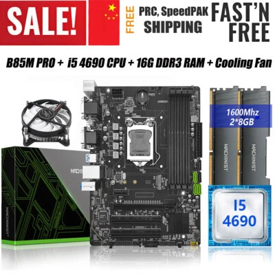 B85 Motherboard LGA 1150 2*8GB DDR3 1666MHZ RAM with i5 4690 CPU & Cooling Fan - Image 1 of 4