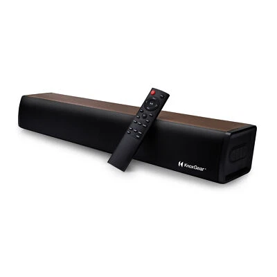 Knox Gear 60-Watt Compact Wireless 2.0ch Soundbar with Bluetooth 5.0 (Black/Oak)