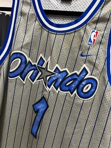 Vtg Nike NBA Tracy McGrady #1 Jersey Orlando Magic Pinstripe Rare M Length +2 - Picture 1 of 5