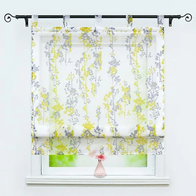 Raffrollo Transpatent Raffgardinen Heidelbeeredruck Küchengardine mit Schlaufen - Bild 1 von 4