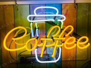 Coffee Cup Neon Light Cafe Shop Advertising Sign Handcraft Artwork Decor 17"x14" - Picture 1 of 2