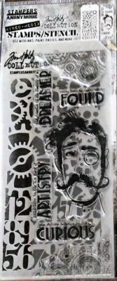 Observations Clear Stamp + Gear & Countdown Stencil Set Tim Holtz NEW - Image 1 of 2