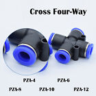 Cross 4-Way Pneumatic Fittings 4~12mm Push Fit Quick Plastic Connector Tube Hose