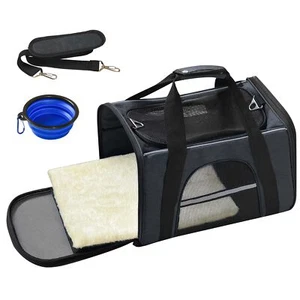 Transporttasche Faltbar, Hundetasche mit Schultergurt, Silikonnapf, bis 15kg - Bild 1 von 7