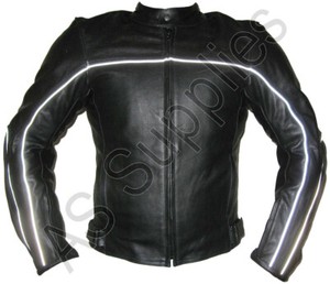 CIPHER Black Leather Motorcycle Jacket - neXus Biker Collection - Reflective