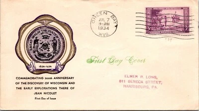 FDC 1934 SC #739 Rice Cachet - Green Bay, Wis - Single - F71048 - Image 1 of 2