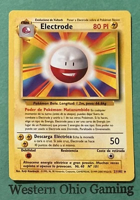 Pokemon TCG Electrode #21/102 Spanish Unlimited Rare CCG READ Base Set - Image 1 of 2