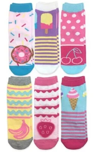 Little Girl's Sweat Treats Ice Cream/Donuts Fashion Crew Socks 6 Pair Pack So... - Picture 1 of 4