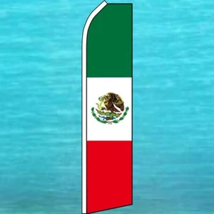 COUNTRY OF MEXICO MEXICAN FLUTTER FLAG Tall Curved Top Feather Swooper Banner - Picture 1 of 5