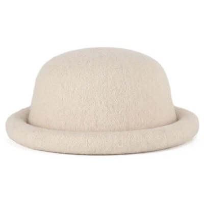 Mujeres Retro Mezcla de Lana Upturn Ala Sombrero Lindo Iglesia Cloche Gorra Sólido Fiesta Elegante Foto 1 de 4