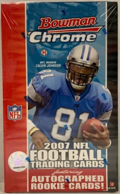 2007 BOWMAN CHROME NFL FOOTBALL HOBBY BOX 18 PACKS ADRIAN PETERSON RC NEW SEALED - Image 1 of 2
