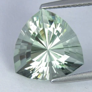 7.62Cts Natural Gorgeous Green Amethyst(Prasiolite) Trillion Custom Cut Gemstone - Picture 1 of 5