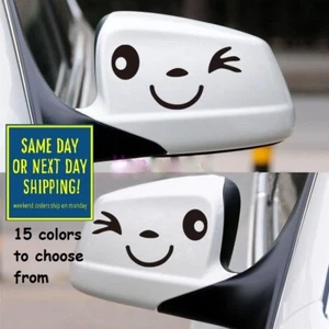5 Sizes 2 pc Winking Smiling Side Mirror Car Window Headlight Decal Sticker Gift - Picture 1 of 2