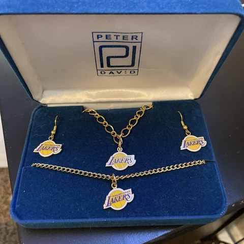 Los Angeles Lakers Necklace Bracelet Earrings Jewelry Set Peter David 2002 Kobe Cover