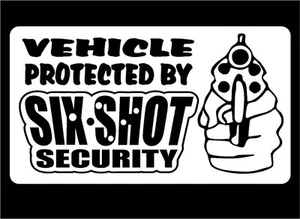 Vehículo protegido por pistola calcomanía seis disparos seguridad coche camión vinilo pegatina - Imagen 1 de 2