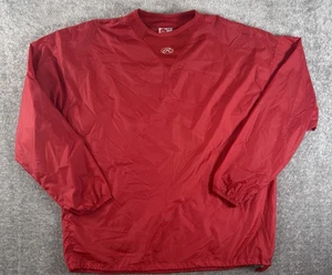 VTG Rawlings Practice Warm Up Windbreaker Nylon Jacket Mens XL RED Y2K - Picture 1 of 6